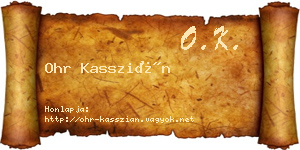 Ohr Kasszián névjegykártya